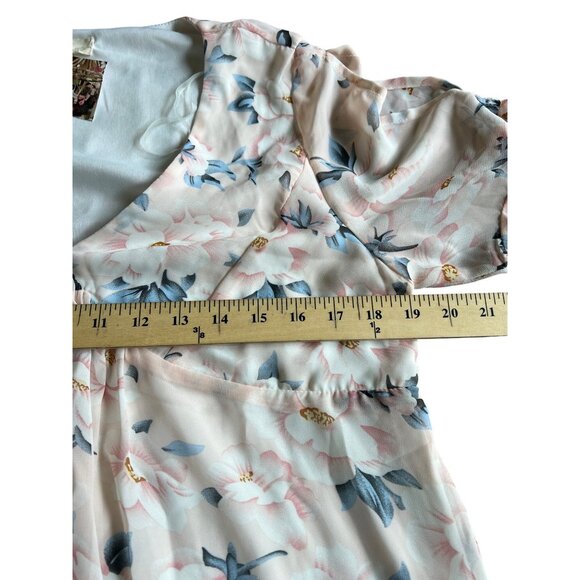 Entro Womens Floral Print Ruffle Hem Bell Short Sleeve Dress Size Large - Picture 4 of 12